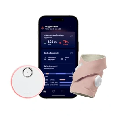 Image de Owlet Dream Sock® Système de surveillance intelligent pour bébé Suivi en direct la fréquence cardique et l&#039;oxygène du nourrisson Dusty Rose