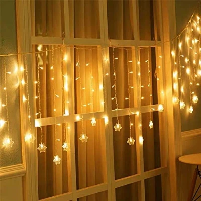 Image de Klighten Guirlande Lumineuse 96 LEDs avec Télécommande, 8 Modes Dimmable, Fairy Lights Alimenté par USB pour Mariage, Chambre, Fenêtre, Jardin(Blanche Chaude)