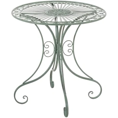 Image de CLP Table de Jardin en Fer Forgé Hari Terrasse au Style Antique avec Un Diamètre Ø 70 cm et Une Hauteur 7, Couleur:Vert