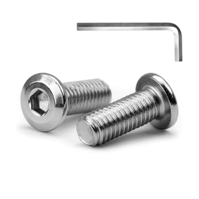 Image de MINHER M4 x 20mm 10Pcs Tête Plate Vis D’assemblage à Six Pans Creux, Acier Inoxydable A2 V2A, Boulons de Meubles, Filetage Complet (Avec Clé Hexagonale)