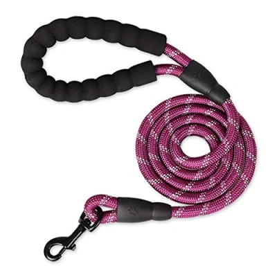Image de Vineco Poignée Rembourrée Douce, Fils Très Réfléchissants, Sacs à Déchets et Distributeur, 1,5 m Corde Laisse pour Tous Les Chiens de Taille, Pourpre