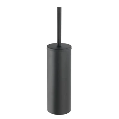 Image de WENKO Brosse WC Bosio fermée inox noir Mat matériel de vissage pour le montage mural inclus