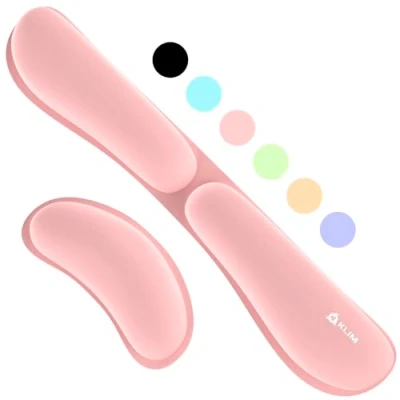 Image de KLIM Repose Poignet Set Souris et Clavier Ergonomique Mousse à Mémoire de Forme Support pour Gaming Bureautique Rose