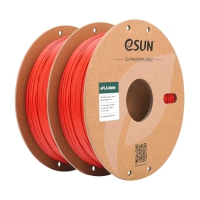 Image de eSUN Amélioré PLA Mat Filament 1.75mm, Imprimante 3D Matte, 1KG par Bobine,2 Bobines de d&#039;impression pour 3D, Rouge Foncé+Rouge Foncé