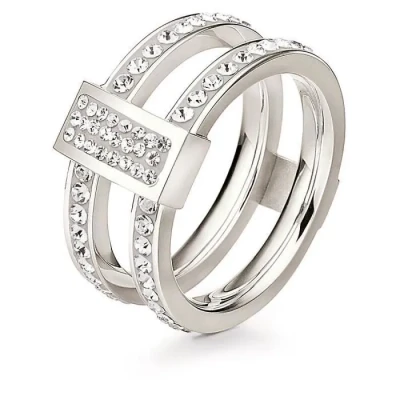 Image de Bague en acier inoxydable FOLLI FOLLIE 3R13F011C Argenté Taille 54 Femme