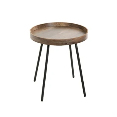 Image de HAKU Möbel Table D&#039;Appoint, MDF, Chêne, Noir, Ø 40 X H 45 cm
