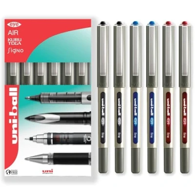 Image de uni ball EYE UB 157 Lot de 6 stylos roller à pointe 0,7 mm dans un emballage cadeau Multicolore