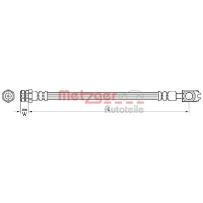 Image de METZGER 4110441 Flexible De Frein 256 VOLKSWAGEN: Passat B6 Variant, Tiguan I, Berline