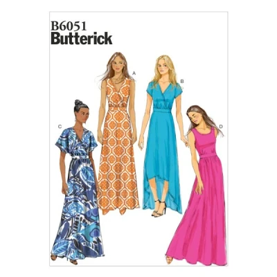 Image de Butterick Patterns 6051F5 Robe pour Femme Blanc Tailles 44 à 52