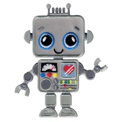 Image de PatchMommy Patch Écusson Brodé Thermocollant en Forme de Robot Pièce Brodée à Coudre ou Coller au fer Repasser pour Enfant et Bébé