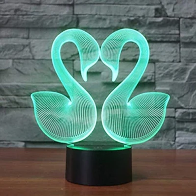 Image de Illusion 3D Cygne LED Lampe Lumières Décoration Lampes Touch Control 7 Couleurs Change Veilleuse USB Powered Enfants Cadeau Anniversaire Noël Cadeaux
