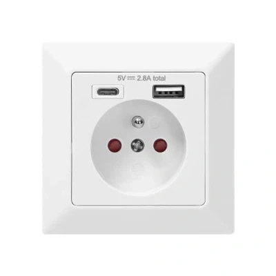 Image de ORNO AE 13232 USB Prise de courant à encastrer blanc, 1 x A + C 5VDC / 2.8A 3680W type 2P+E francaise 16A avec port 5V 2,8A