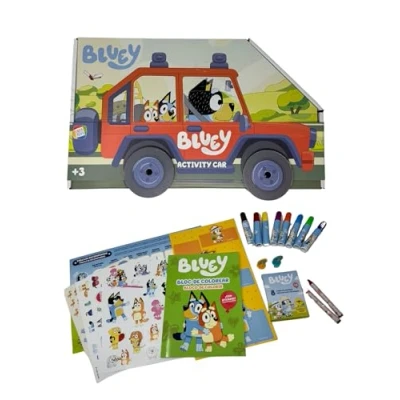 Image de Jouet créatif CEFA TOYS Activity car de la famille Heeler 8 crayons mini feutres 2 tampons