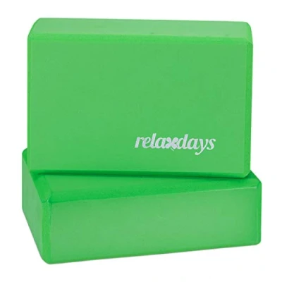 Image de Relaxdays Set 10x Bloc Yoga Brique Exercice Pratique Mousse Rigide Anti Dérapant HLP 8x23x15 cm, Vert