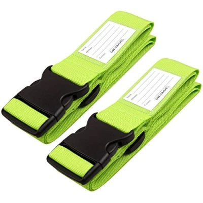 Image de OW Travel Sangle Valise Voyage: de Bagage avec Etiquette d&#039;Identification Securite: Accessoire Sangles Valise: pour Valise:Sangle Ceinture valises 2 Vert