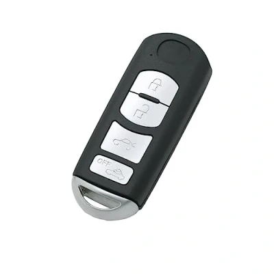 Image de BROVACS Coque de clé rechange + vierge non coupée compatible avec Mazda 4 boutons Smart Keyless Entrée télécommande OFF BTN PG535B