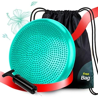 Image de RFAQK Coussin d&#039;équilibre gonflé pour améliorer la posture assise et l&#039;attention, disque de stabilité exercices physiothérapie [extra épais, pompe, sac, livre électronique inclus]
