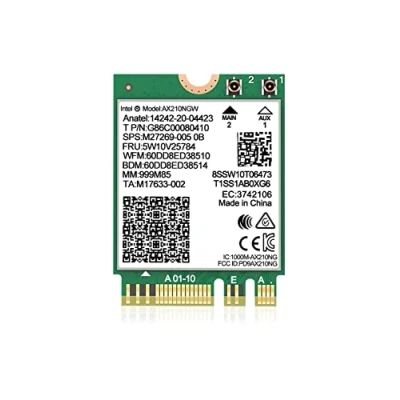 Image de Carte sans Fil WiFi 6E Intel AX210 NGW Bluetooth 5.2 Adaptateur réseau tri Bande 5400Mbps pour Ordinateur Portable Support Windows 10/11 (64bit) M.2/NGFF