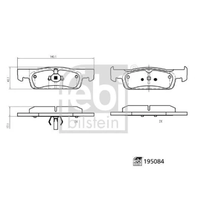 Image de FEBI BILSTEIN Jeu de plaquettes frein Essieu avant non préparé pour l&#039;indicateur d&#039;usure avec tôle anti bruit 195084 DACIA: SANDERO 2, LOGAN MCV 2