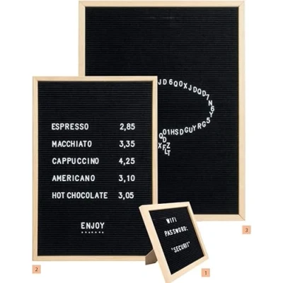 Image de Securit Tableau avec lettres 60 x 80 cm en bois naturel et feutre Comprend 360 lettres, chiffres, symboles un kit de montage mural