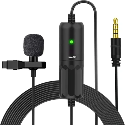 Image de Moman S8 Lapel Microphone avec Clip de 8 m Micro Cravate omnidirectionnel à condensateur Mini câble pour Appareil Photo Reflex numérique/téléphone