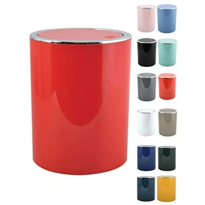 Image de MSV salle de bains Aspen Design Poubelle à pédale Push couvercle basculant Récipient ordures oscillant 6 Litres (ØxH): approx. 18,5 x 26cm Taupe
