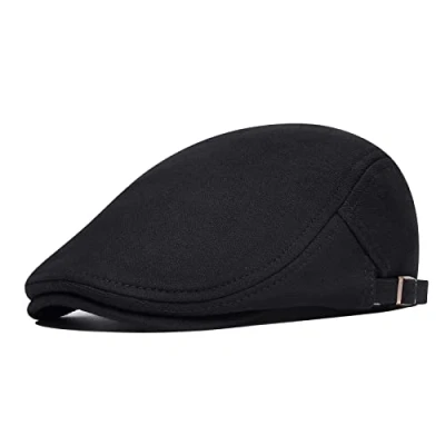 Image de BOTVELA Casquette plate en coton pour homme Motif gatsby Ivy, Noir , Taille unique