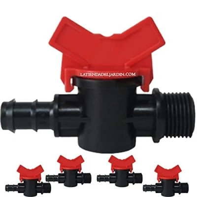 Image de Suinga. 5 clés d&#039;arrosage goutte à 16 mm x 1/2&quot;. Valve d&#039;arrêt pour irrigation goutte, noir