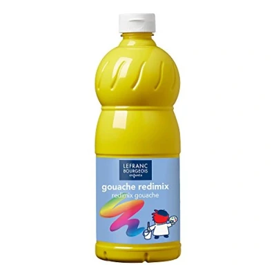 Image de Lefranc Bourgeois Gouache liquide Redimix pour enfants Bouteille 1L Jaune primaire