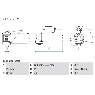 Image de BOSCH 0 986 023 570 Démarreur 12 1,2 11 FORD: Focus C Max, 2, S Max Mk1, VOLVO: C30, V50, XC60 I