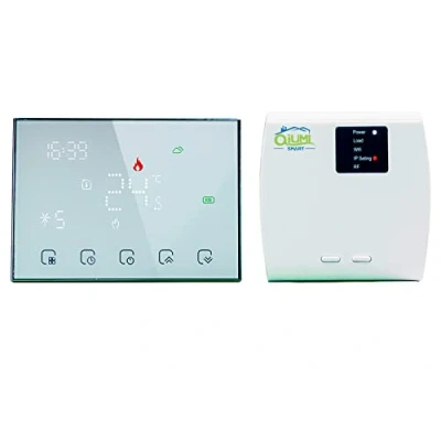 Image de Qiumi RF Smart Wifi Thermostat sans fil pour le chauffage individuel de la chaudière à gaz/eau fonctionne avec Alexa Google Home Dry Contact, batterie 3A 2AA