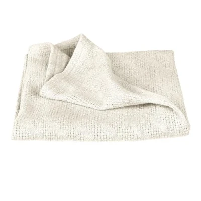 Image de roba Couverture Bébé Seashells Oyster 80 x cm Respirante en 100% de Coton Biologique Certifiée GOTS &amp; Oeko Tex 100 Aspect Tricoté Blanc Cassé/Écru