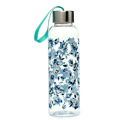 Image de Puckator BOT170 Bouteille d&#039;eau réutilisable en Plastique avec Couvercle métallique Motif Pivoine 500 ML, Unique