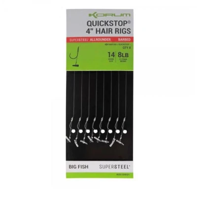 Image de Korum Super Acier Allround Gros Poissons Quickstop Hair Rigs 4&quot; Ardillon (8pcs) Maat : Haak 14 0.23mm