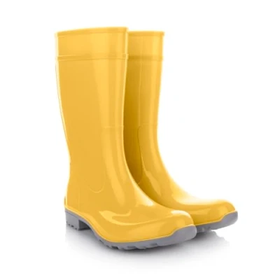 Image de Lemigo Bottes en Caoutchouc pour Dames Imperméables Hautes de Pluie 967 Ilse (Jaune gris, Système Taille Chaussures EU, Adulte, Numérique, Moyen, 38)