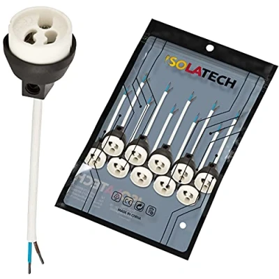 Image de ISOLATECH GU10 ignifuge douilles en céramique VDE RoHS 230 250 Volt 2A max.100W 0,75mm 2 câbles LED halogène (ici : 10 pièces)