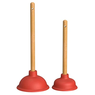 Image de Nirox Jeu de 2 Déboucheur à ventouse Débouchage canalisation avec un diamètre 110 et 140 mm Débouche évier poignées en bois Débouchoir pompe wc sans produits chimiques