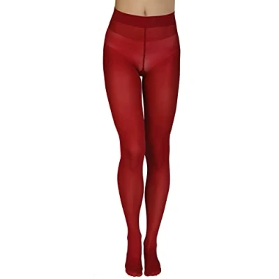 Image de Annes styling Zarra Collant uni en microfibre semi opaque 40 deniers pour femme, rouge, M