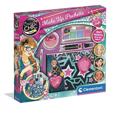 Image de Clementoni Crazy Chic Pochette Coffret Enfant, Trousse Maquillage Jouet Lavable, Make up Fille, Loisir créatif 6 Ans, 18697, Multicolour, Medium