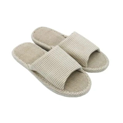 Image de AioTio Femmes et Hommes Cotton Flax Casual Soft Light à Bout Ouvert Pantoufles Maison Confortables Respirables Antidérapant pour intérieur extérieur(38/39 EU,Beige)