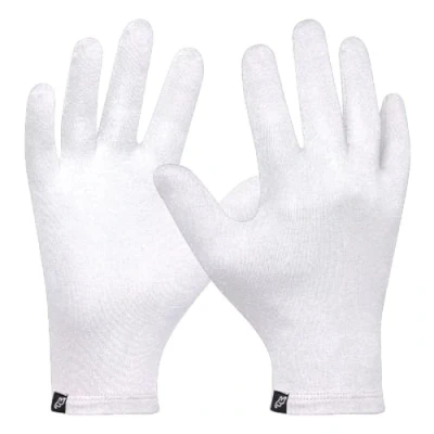 Image de Gebol Gants en coton 1 paire Taille S/M réutilisables durables bio antibactérien, antiviral écran tactile pour homme et femme blanc