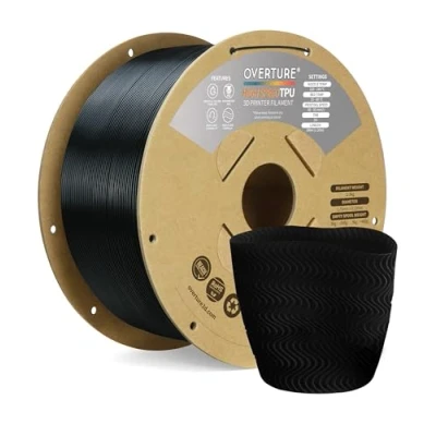 Image de OVERTURE TPU High Speed Filament 1,75 mm, Flexible 95A Roll, bobine de 2kg (4,4 lb), Précision Dimensionnelle +/ 0,02 mm (HS Noir 2kg*1)