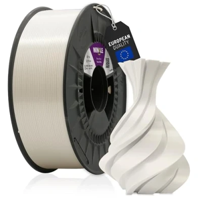 Image de WINKLE Filament PLA Silk (Seda) blanc neige pour imprimante 3D 1,75 mm 300 g Finition douce et soyeuse Précision dimensionnelle Bobine de