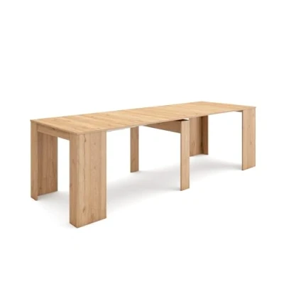 Image de Skraut Home Table Console Extensible Meuble 260 pour 12 Personnes à Manger Style Moderne Chêne