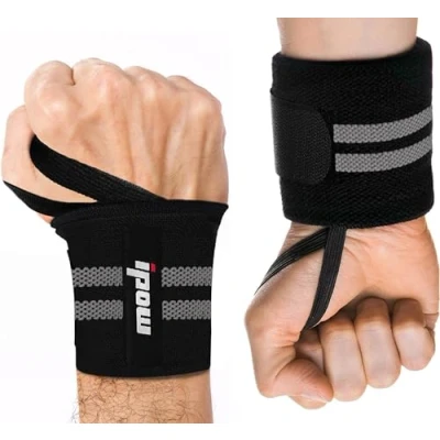 Image de IPOW [2Pcs] Protège Poignet avec Bande de Force Réglable,Wrist Wraps Maintien Poignets dans Musculation/Crossfit/Gymnastique/Fitness/Bodybuilding/Sport,Bandage Serre pour Femme ou Homme Gris