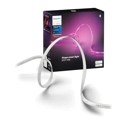 Image de Philips Hue White and Color Ambiance, Kit de base ruban LED Lightstrip 3 mètres Smart pour l&#039;intérieur 1 pack Contrôle avec App Fonctionne Alexa, Google Assistant et Apple HomeKit