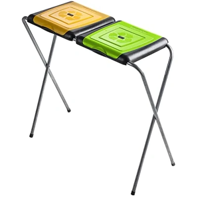 Image de KADAX Porte Sacs Poubelle pour Intérieur et Extérieur, Support Pratique Efficace Les de Recyclage (Double: Jaune Vert)