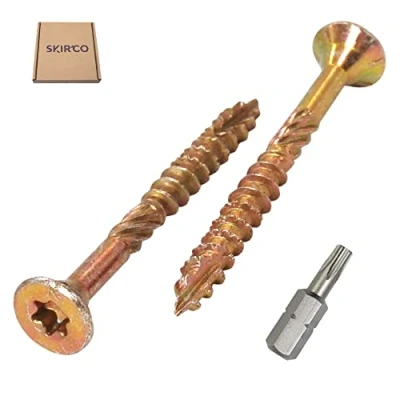 Image de SKIR&#039;CO Lot de 100 Vis à bois universelles en acier zingué Tête fraisée Torx Type 17 panneaux d&#039;aggloméré 4,0 x 40 mm Jaune