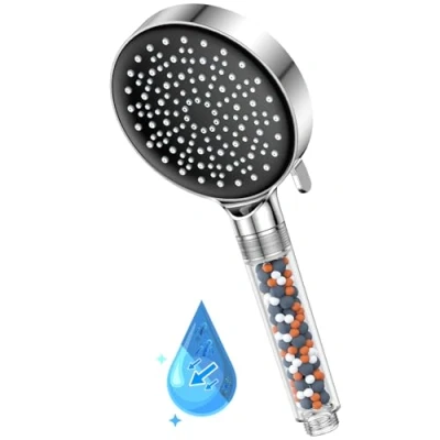 Image de YEAUPE Pommeau de douche haute pression avec filtre 6 modes pulvérisation réglables Douchette à effet pluie buses en silicone anti calcaire (pommeau sans tuyau), 9,5 L/min