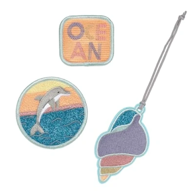Image de LÄSSIG Set de pendentifs et Patchs (3 pièces) avec Bouton Pression/School Patches Dolphin Ocean Edition